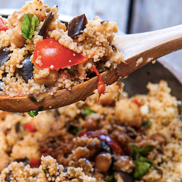 Ricetta: Cous cous con ceci, melanzane e pomodorini