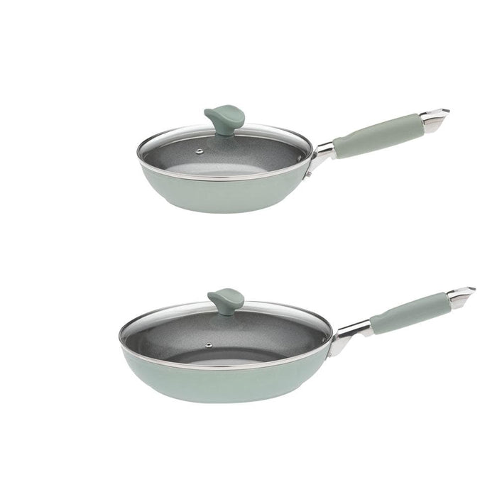 Primecook - Pentole Antiaderenti di Alta Qualità ANGELA PERSONALIZZABILE - Set 2 padelle antiaderenti Smeralda con coperchi 20 e 28 cm