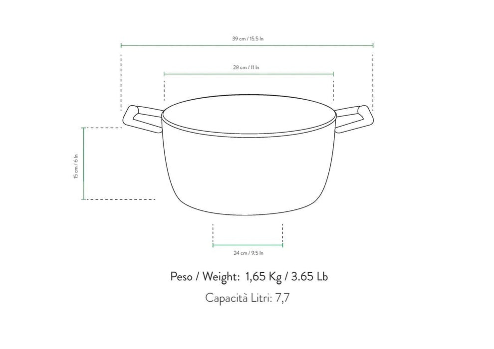 Primecook - Pentole Antiaderenti di Alta Qualità Casseruola antiaderente alta 2 maniglie 28 Cm