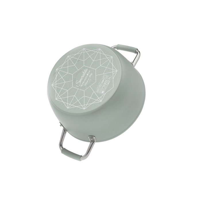 Primecook - Pentole Antiaderenti di Alta Qualità GIOVANNA PERSONALIZZABILE - Set 1 casseruola 24 cm e 1 padella 28 cm antiaderenti Smeralda con coperchi