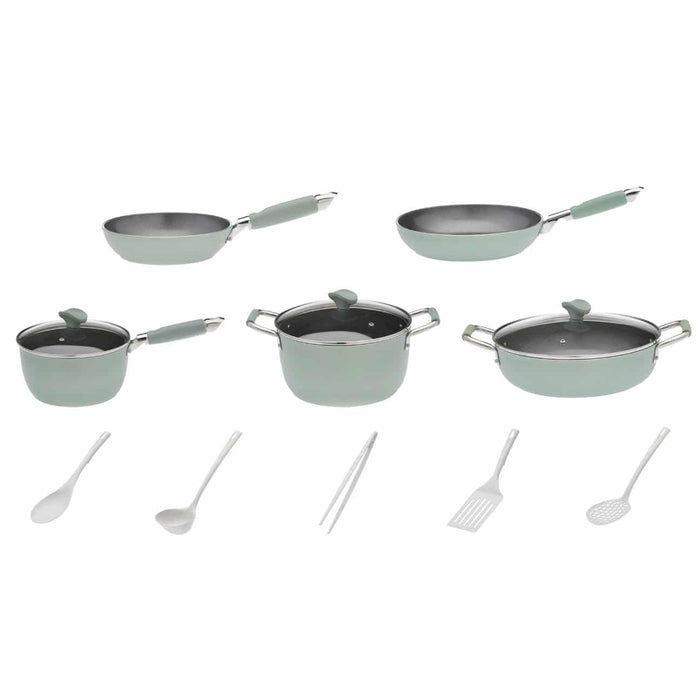Primecook - Pentole Antiaderenti di Alta Qualità GIULIA PERSONALIZZABILE - Batteria 14 pezzi linea Smeralda