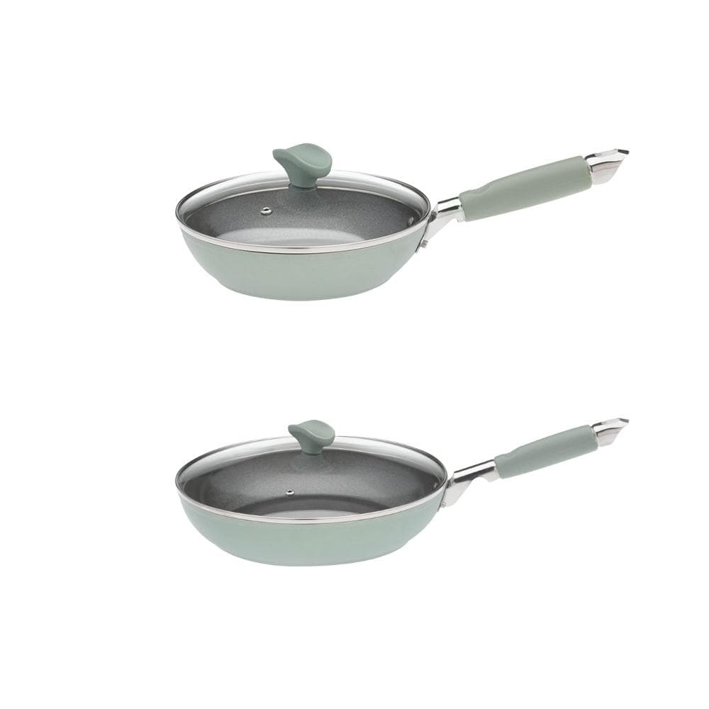 Primecook - Pentole Antiaderenti di Alta Qualità MARIA PERSONALIZZABILE - Set 2 padelle antiaderenti Smeralda con coperchi 24 e 28 cm