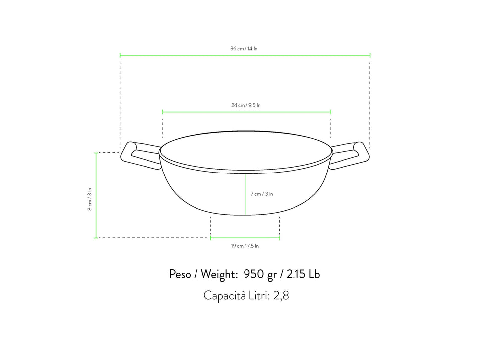 Primecook - Pentole Antiaderenti di Alta Qualità Tegame antiaderente basso 24 cm