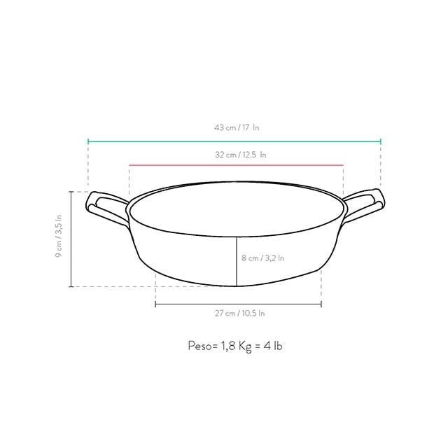 Tegame antiaderente basso 32 cm