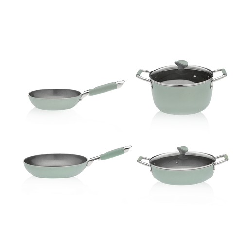 Primecook - Pentole Antiaderenti di Alta Qualità VERONICA - Batteria 6 pezzi linea Smeralda